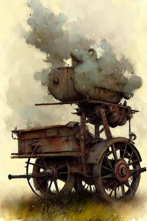 Prompt: (((((1950s brutal steel wagon . muted colors.))))) by Jean-Baptiste Monge !!!!!!!!!!!!!!!!!!!!!!!!!!!