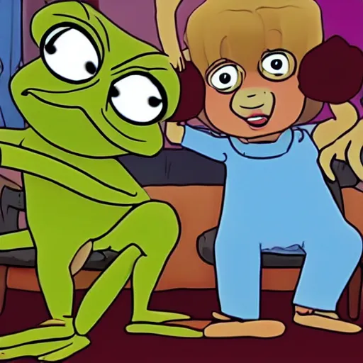 Image similar to frame from the pepe friends tv series