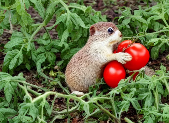 Image similar to gopher eating a tomato