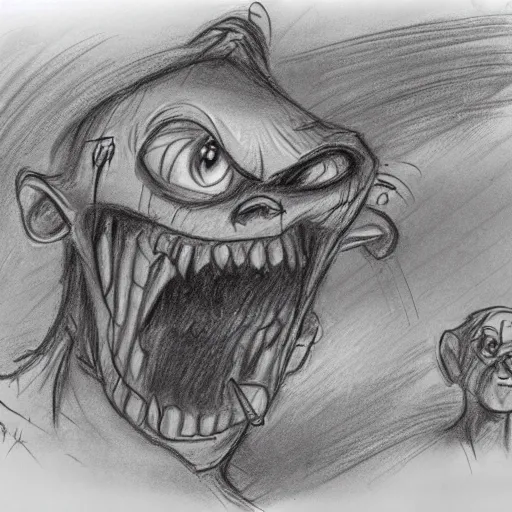 Prompt: milt kahl pencil sketch a lovecraftian zombie horror loomis