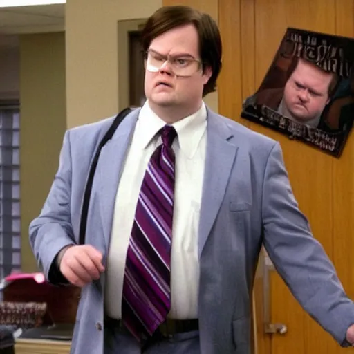 Image similar to dwight schrute pretending to be brian baumgartner