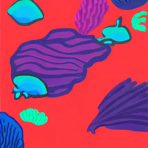 Image similar to coral reef, acrylic, 2d, minimalistic