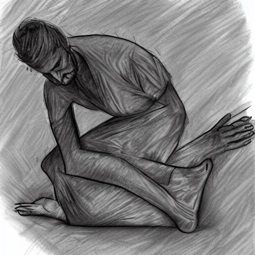 Prompt: Sketch of soul leaving body after stubbing toe, hurting, OUCH