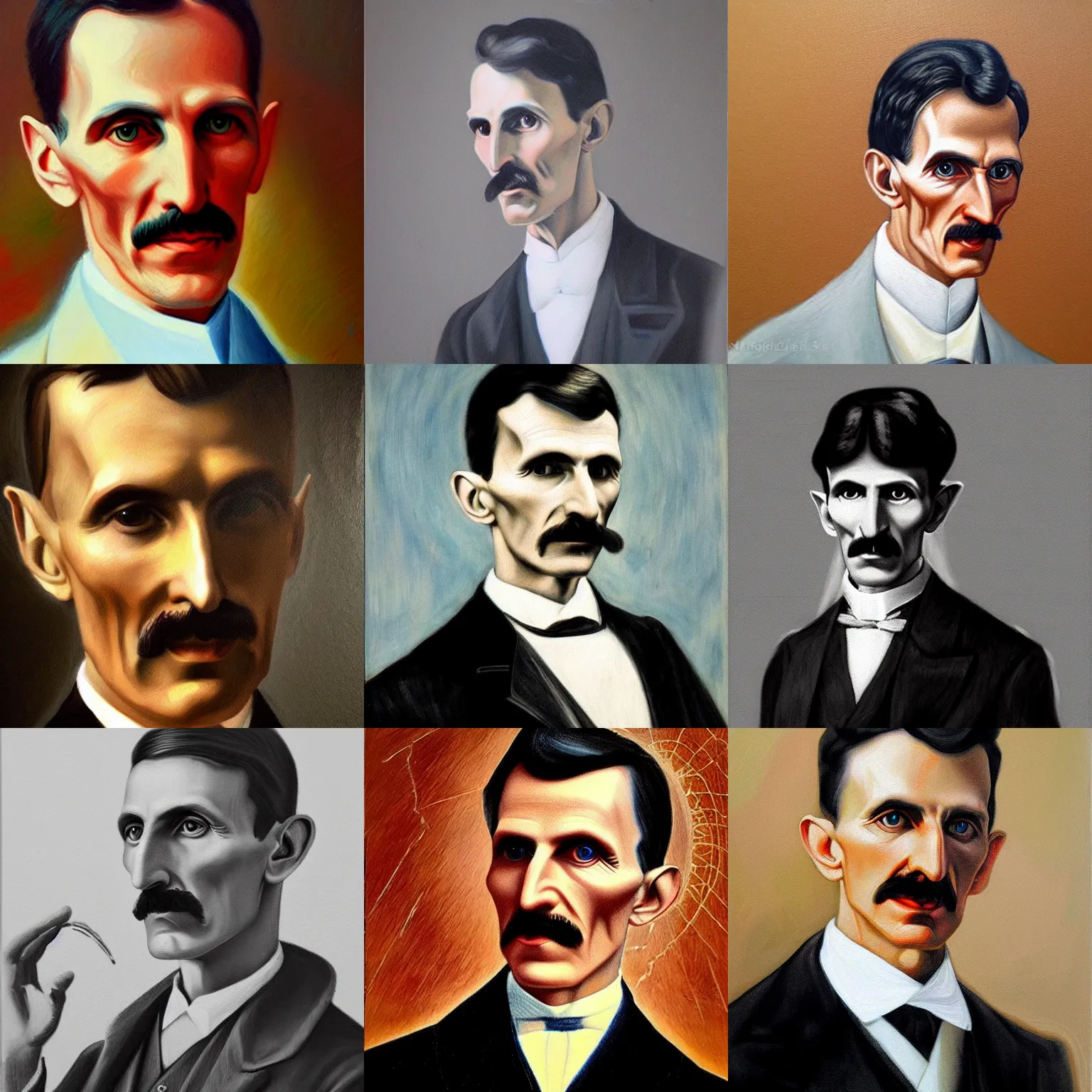 Prompt: nikola tesla painting, ultra realistic