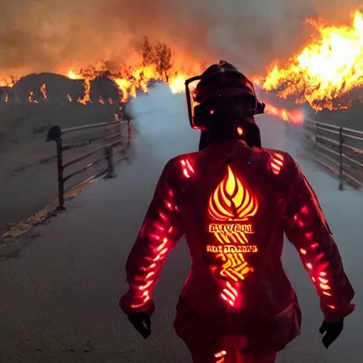 Image similar to love, diverse fire cybersuits, from behind, connection rituals, wide wide angle, vivid, elaborate, highly detailed, beautiful lighting