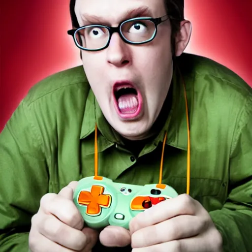 Prompt: the angry video game nerd