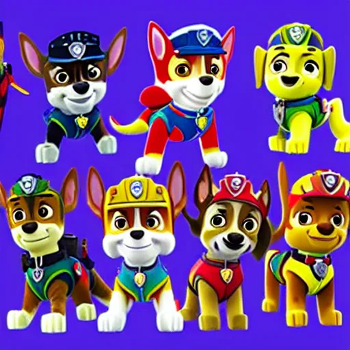 Prompt: paw patrol characters as marvel characters