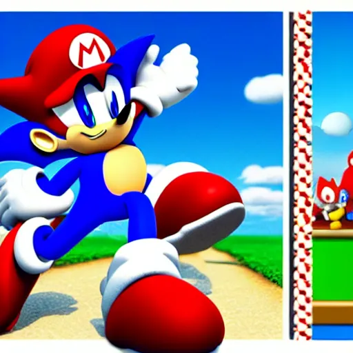 Image similar to sonic the hedgehog in mario