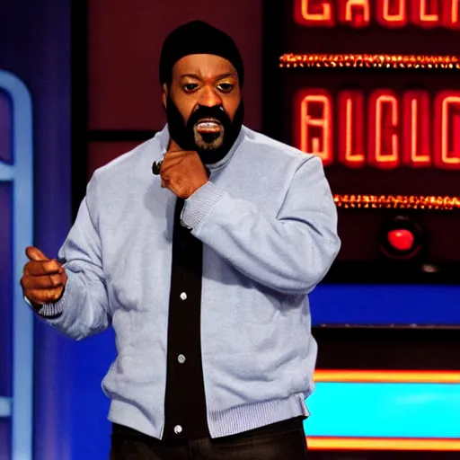 Image similar to Ghostface from Scream hosting a game of Family Feud, tv show, gameshow,