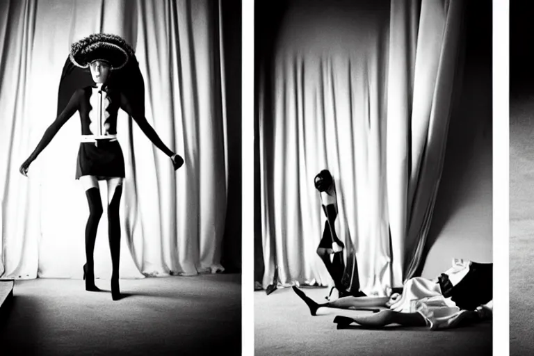 Image similar to fashion editorial photography in a world inspired by stanley kubrick