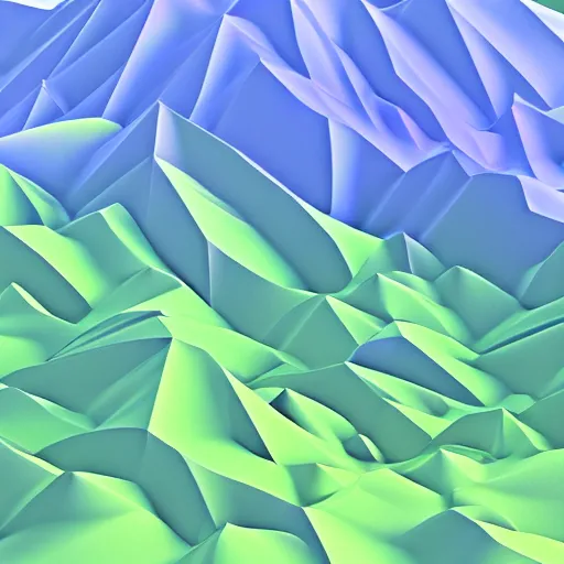 Image similar to abstract computer generated image of a mountain range, a low poly render by Gabriel Dawe, trending on polycount, generative art, low poly, rendered in cinema4d, terragen