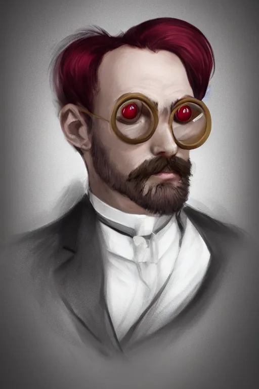 Image similar to a portrait of a handsome raspberry!!!! wearing a monocle and a victorian suit, ( ( character concept art ) ), headshot, trending on artstation