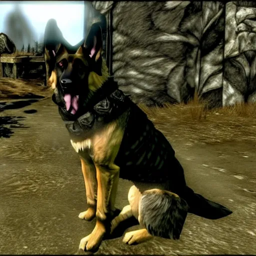 Image similar to German shepard in Skyrim