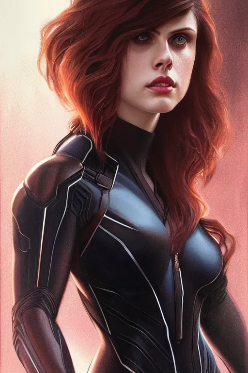 alexandra daddario as black widow, realistic portrait, | Stable ...