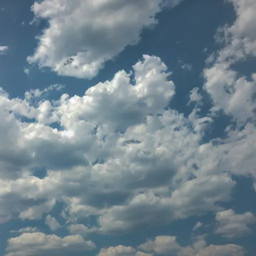 Prompt: a photo of the sky, there are puffy clouds and prismatic cracks crisscrossing the sky