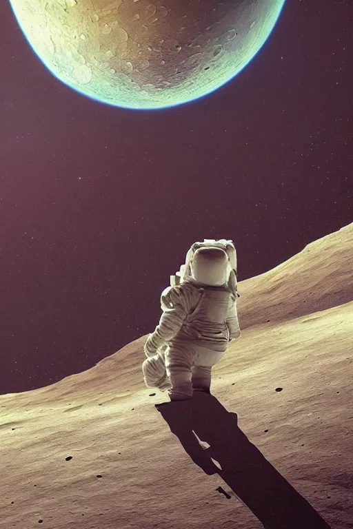 Image similar to Man sitting on the moon with a view of the earth in the background, digital painting, highly detailed, artstation, concept art, smooth, sharp focus, illustration.