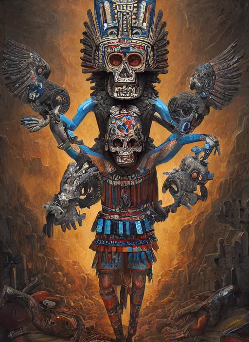 Image similar to digital _ painting _ of _ aztec god of death mictlantecuhtli _ by _ filipe _ pagliuso _ and _ justin _ gerard _ symmetric _ fantasy _ highly _ detailed _ realistic _ intricate _ port