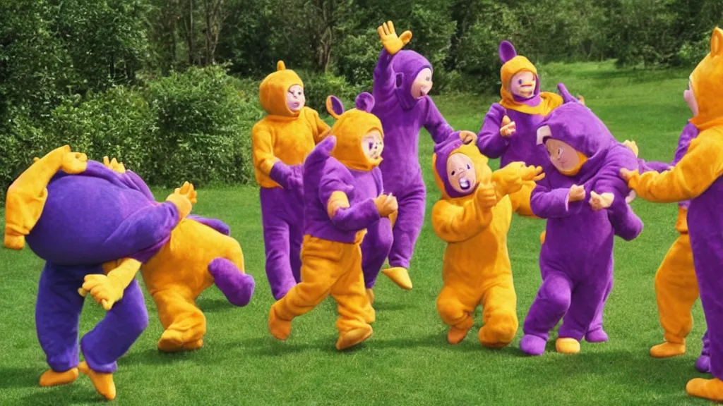 Prompt: teletubbie funeral