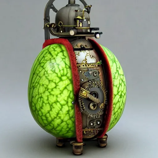 Image similar to steampunk watermelon,