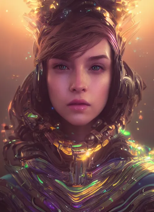 Prompt: glowwave girl portrait, hyper detailed, digital art, trending in artstation, cinematic lighting, studio quality, smooth render, unreal engine 5 rendered, octane rendered, art style by klimt and nixeu and ian sprigger and wlop and krenz cushart