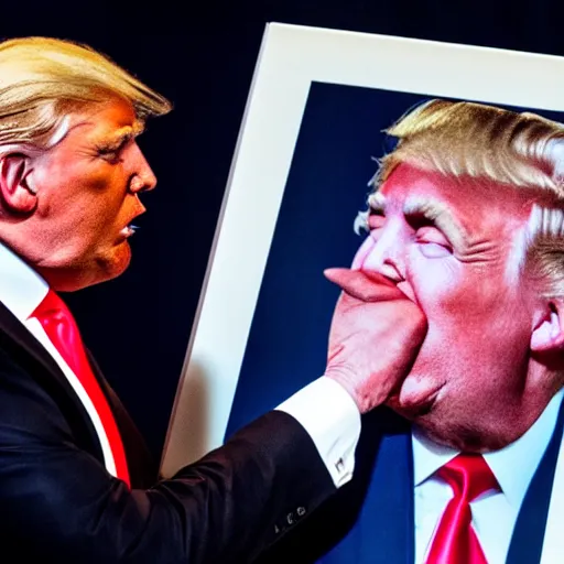 Prompt: donald trump kissing himself