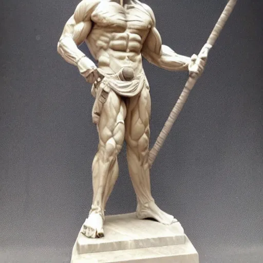 Prompt: marble statue of darth maul, muscular man, star wars, old greek, sculpture, highly detailled