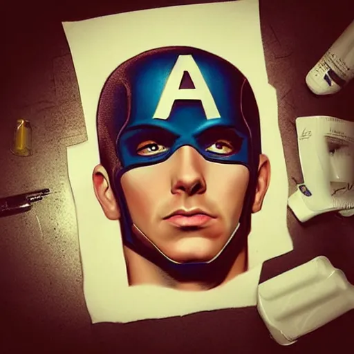 Image similar to tattoo design, stencil, portrait of captain america by artgerm