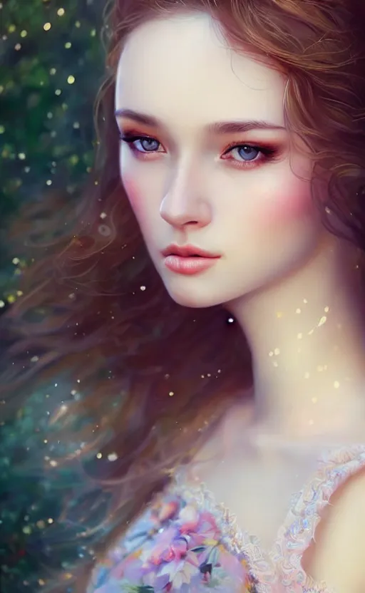 Image similar to a gorgeous russian female photo, bokeh, beautiful face, professionally retouched, soft lighting, realistic, smooth face, full body shot, torso, dress, perfect eyes, sharp focus on eyes, 8 k, high definition, insanely detailed, intricate, elegant, art by artgerm and kyoung hwan kim