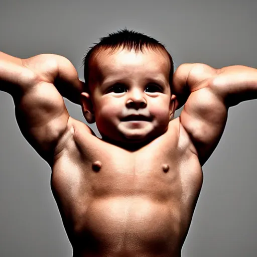 Image similar to muscular bodybuilder baby