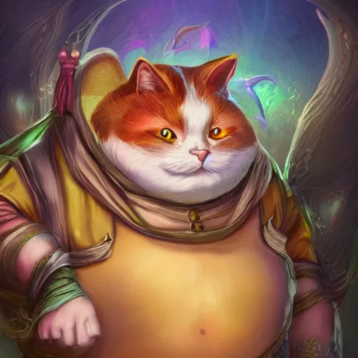 Prompt: fantasy fat cat, high detail, digital art, beautiful , concept art,fantasy art, 4k