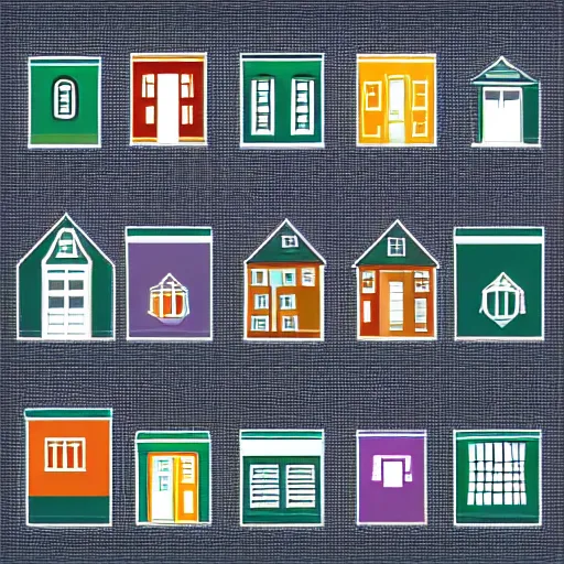 Prompt: a grid of common house hold object icons