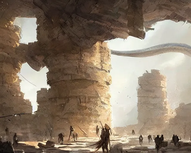 Prompt: a mall in the style of prehistoric stone age, art by greg rutkowski and artgerma, stunning concept art, interior design architecture