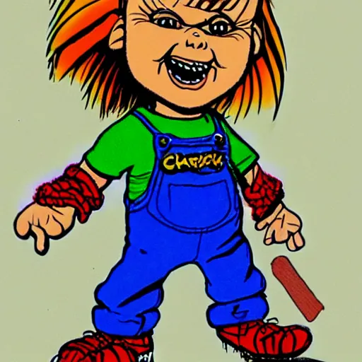 Prompt: Chucky from Child's Play drawn by Charles Schulz