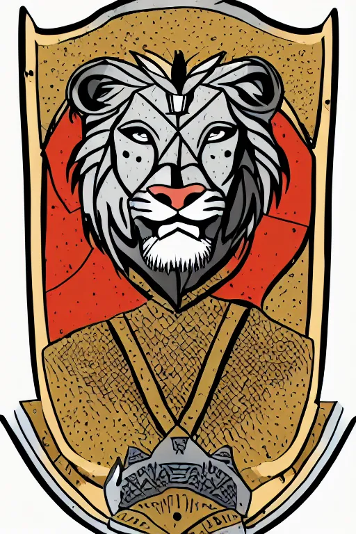 Image similar to Portrait of a lion in a medieval armor, knight, medieval, sticker, colorful, illustration, highly detailed, simple, smooth and clean vector curves, no jagged lines, vector art, smooth