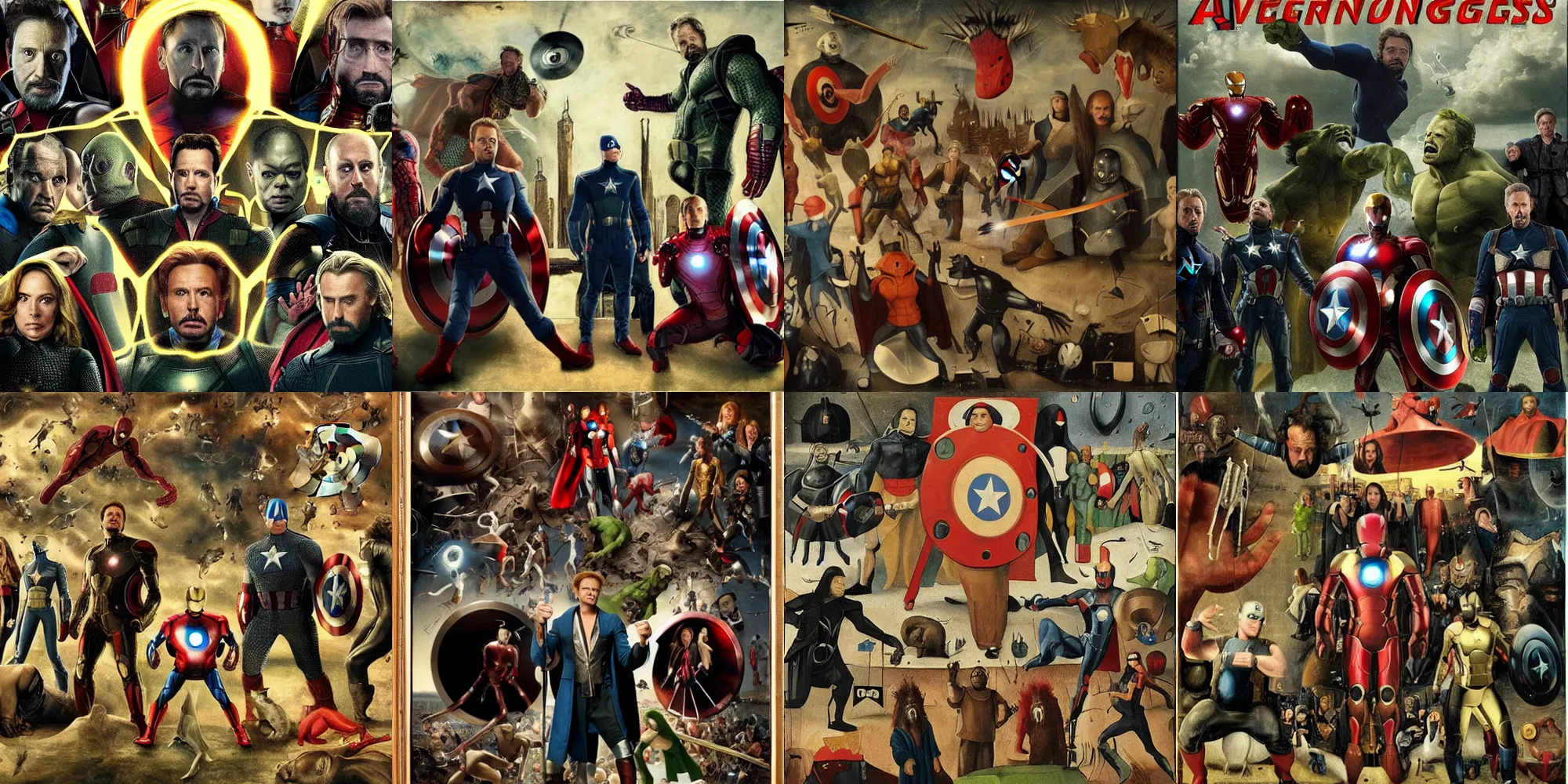 Prompt: the avengers, mcu by hieronymus bosch