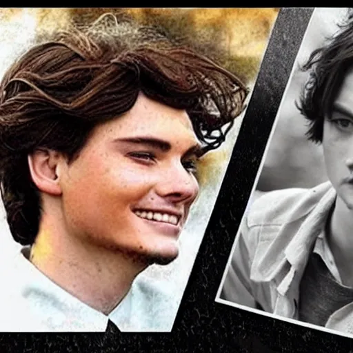 Image similar to character mix of Gilbert Blythe and johnny deep as college students