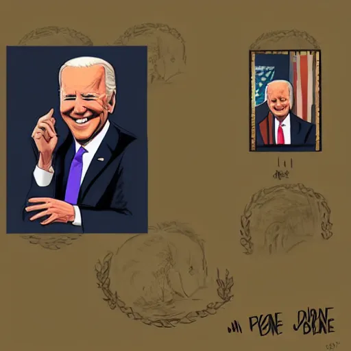 Image similar to : president biden wearing occulas, digital art, illustration, art station