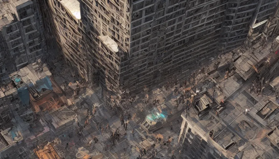 Image similar to People fleeing the collapsed buildings in the streets of New-York, hyperdetailed, artstation, cgsociety, 8k