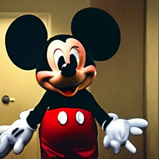 Image similar to micky mouse in a horror movie