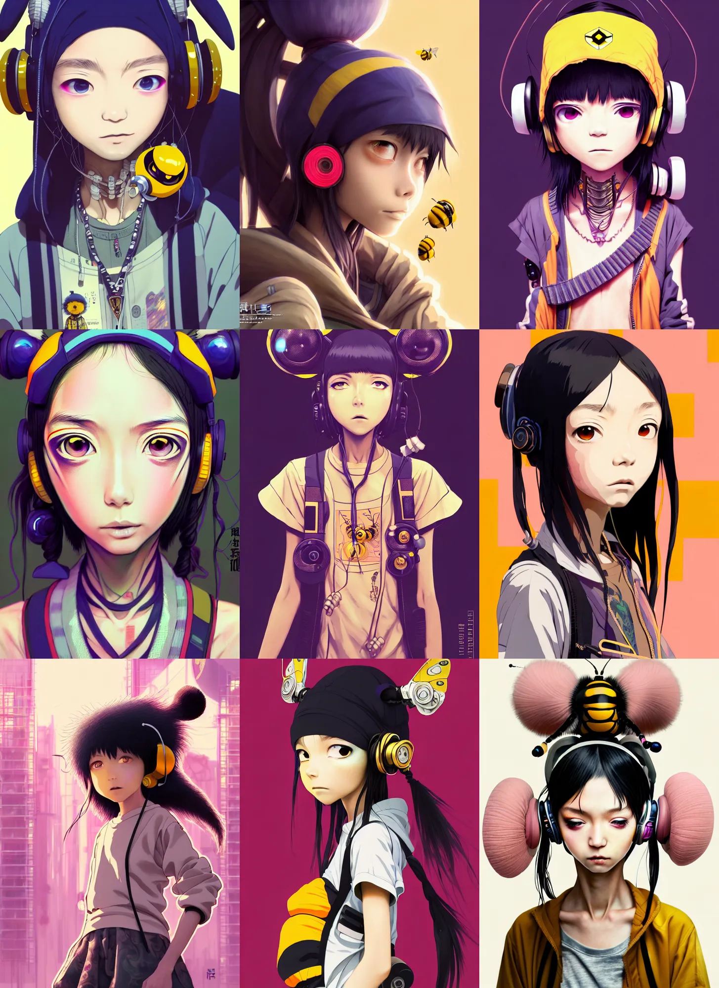 Prompt: tekkonkinkreet portrait : : 1 0 0 soft lustrous beautiful biotech raver white emo streetwear bumblebee madison beer cyborg woman, earbuds, hi - fructose, sci - fi fantasy cyberpunk decadent highly - detailed digital vector anime, artstation, concept art, sharp focus, smooth, artgerm, mucha, loish, wlop : : 5