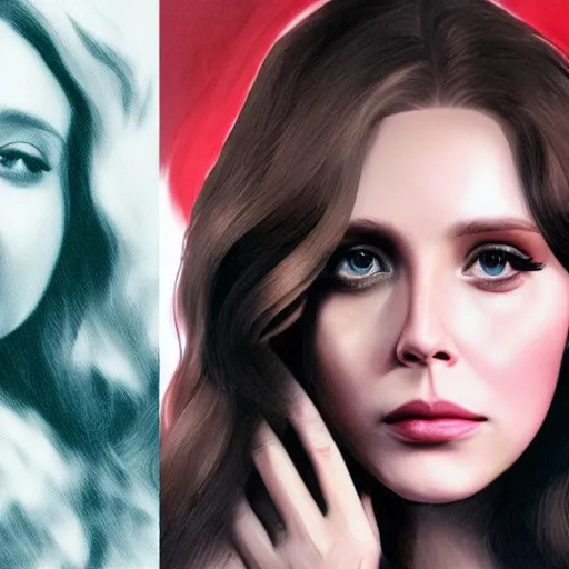 Image similar to lana del rey fighting Elizabeth olsen, photorealistic, high detail