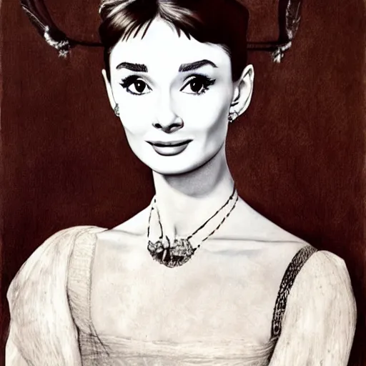 Prompt: audrey hepburn art by leonardo da vinci