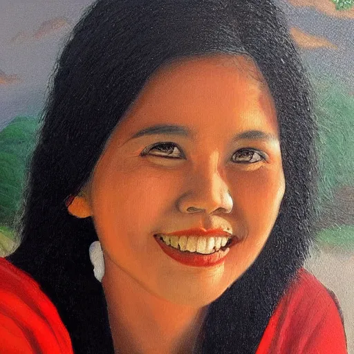 Image similar to Indonesia woman painted by Bob Ross