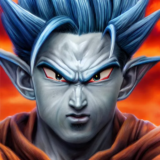 Image similar to beautiful hyperrealistic detailed matte portrait painting of goku, by andreas rocha and john howe, and martin johnson