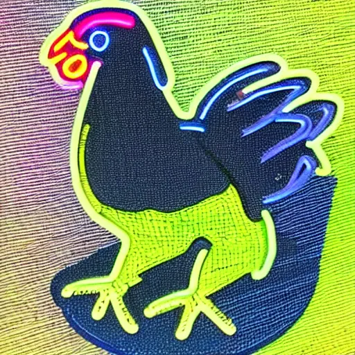 Prompt: neon chicken