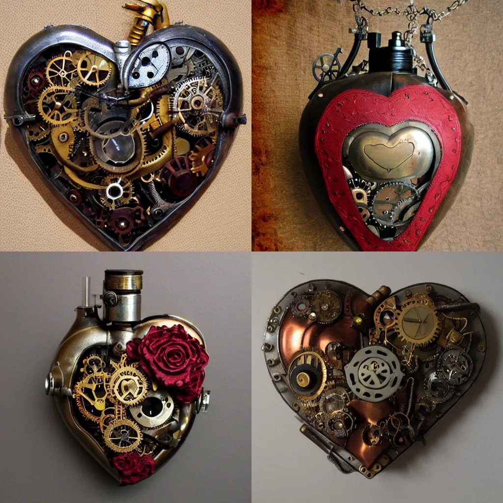 Prompt: anatomically correct heart, steampunk