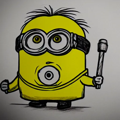 Image similar to hand drawn sketch of a minion