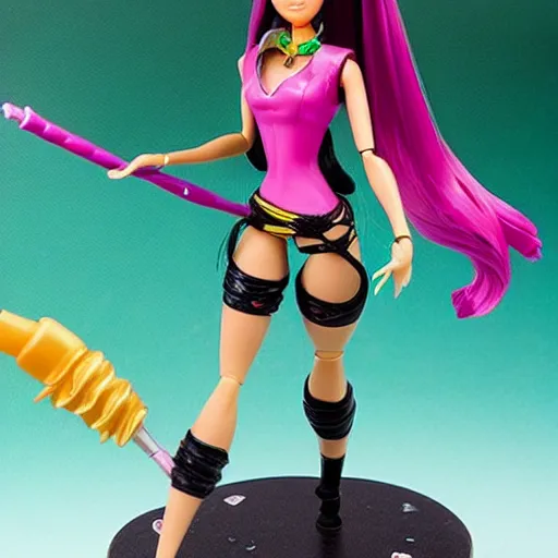 Prompt: league of legends akali as a Barbie doll. PVC figure 12in.