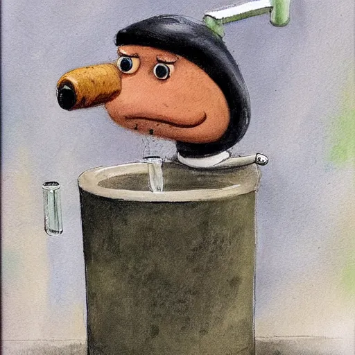 Image similar to little mr toilet water drinker by richard hargreaves