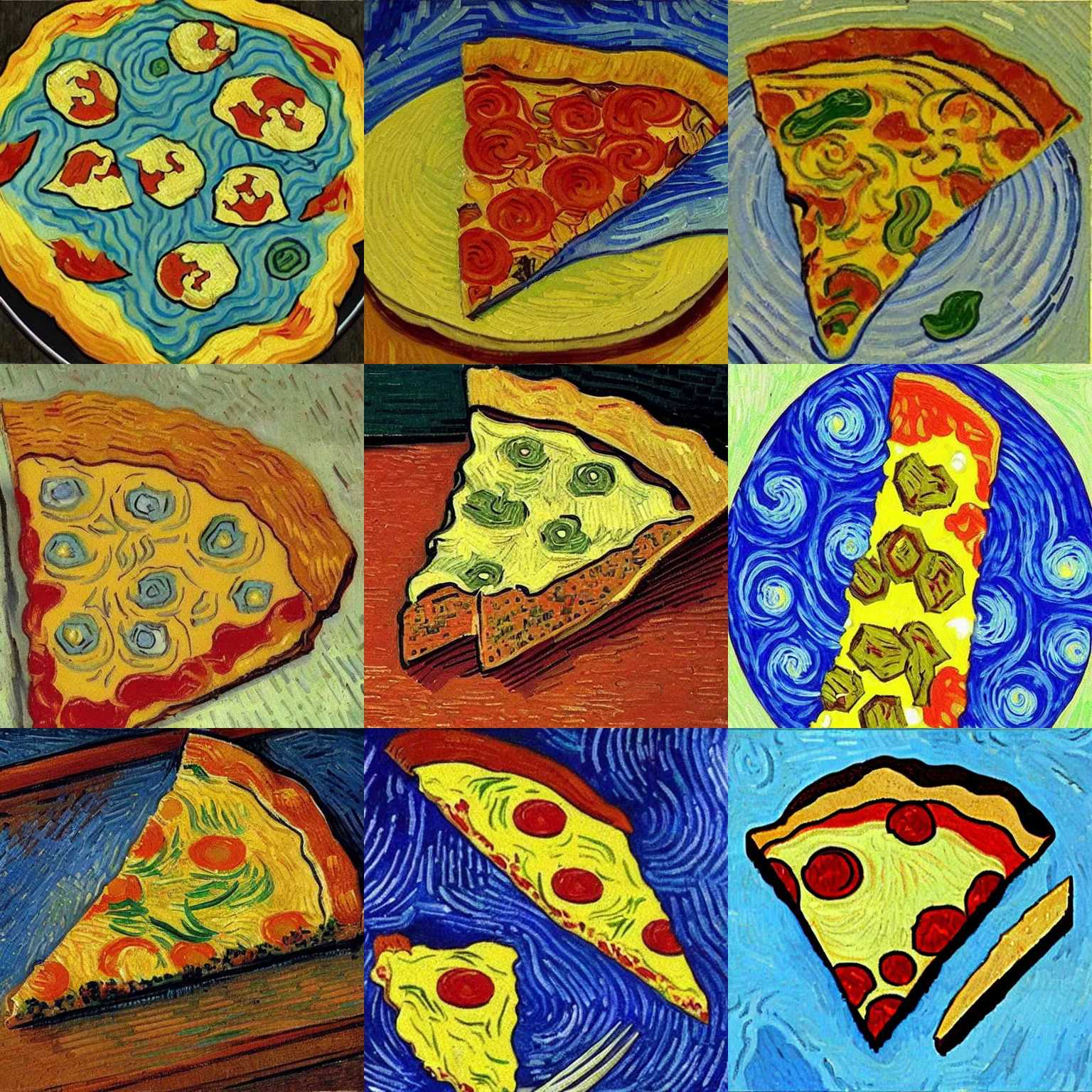 Prompt: Slice of Pizza - Van Gogh